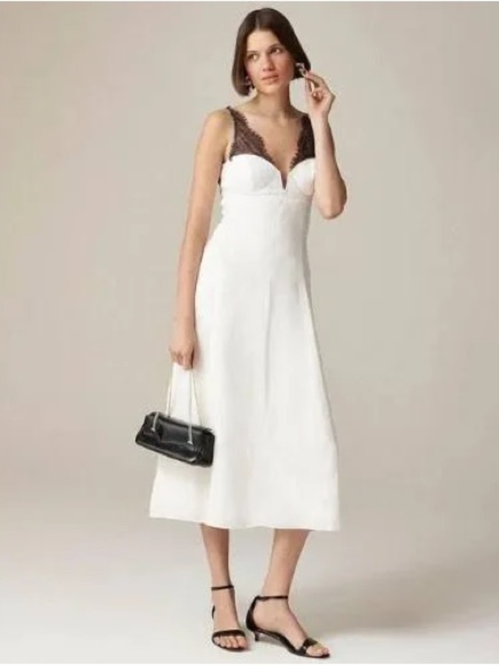 J.Crew White Lace Trim Midi Dress – NWT
